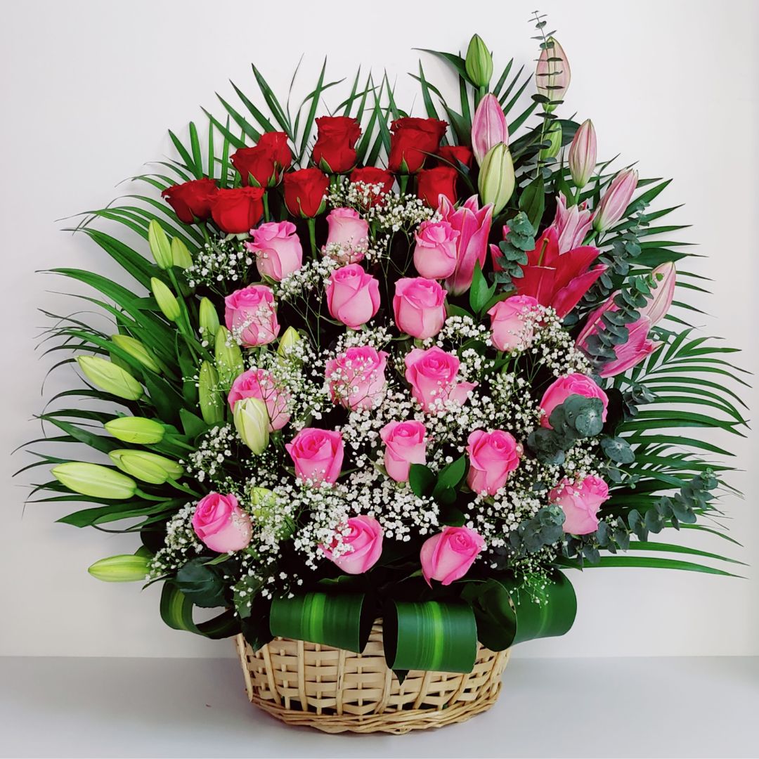 Lilies Roses Basket for AED 385 at Sharjah, Ajman