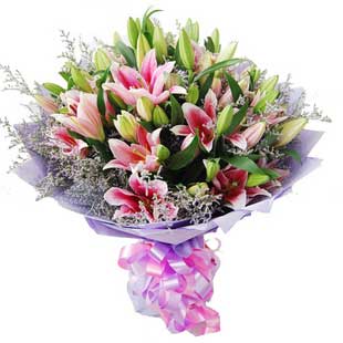 Fragrant Flames - Pink Lilies Flower Bouquet Delivery
