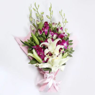 orchid lilies bouquet