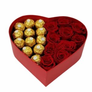 10 Red Roses Chocolates Heart Box for Delivery