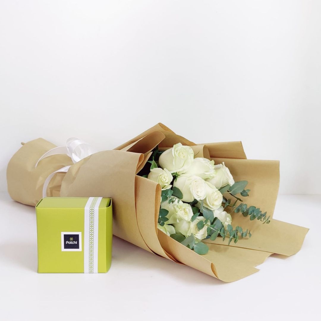 White Roses and Patchi Chocolates
