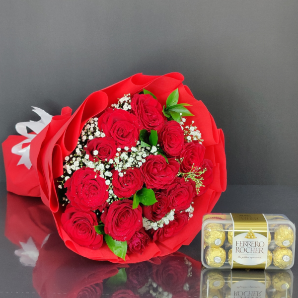15 Red Roses & Ferrero