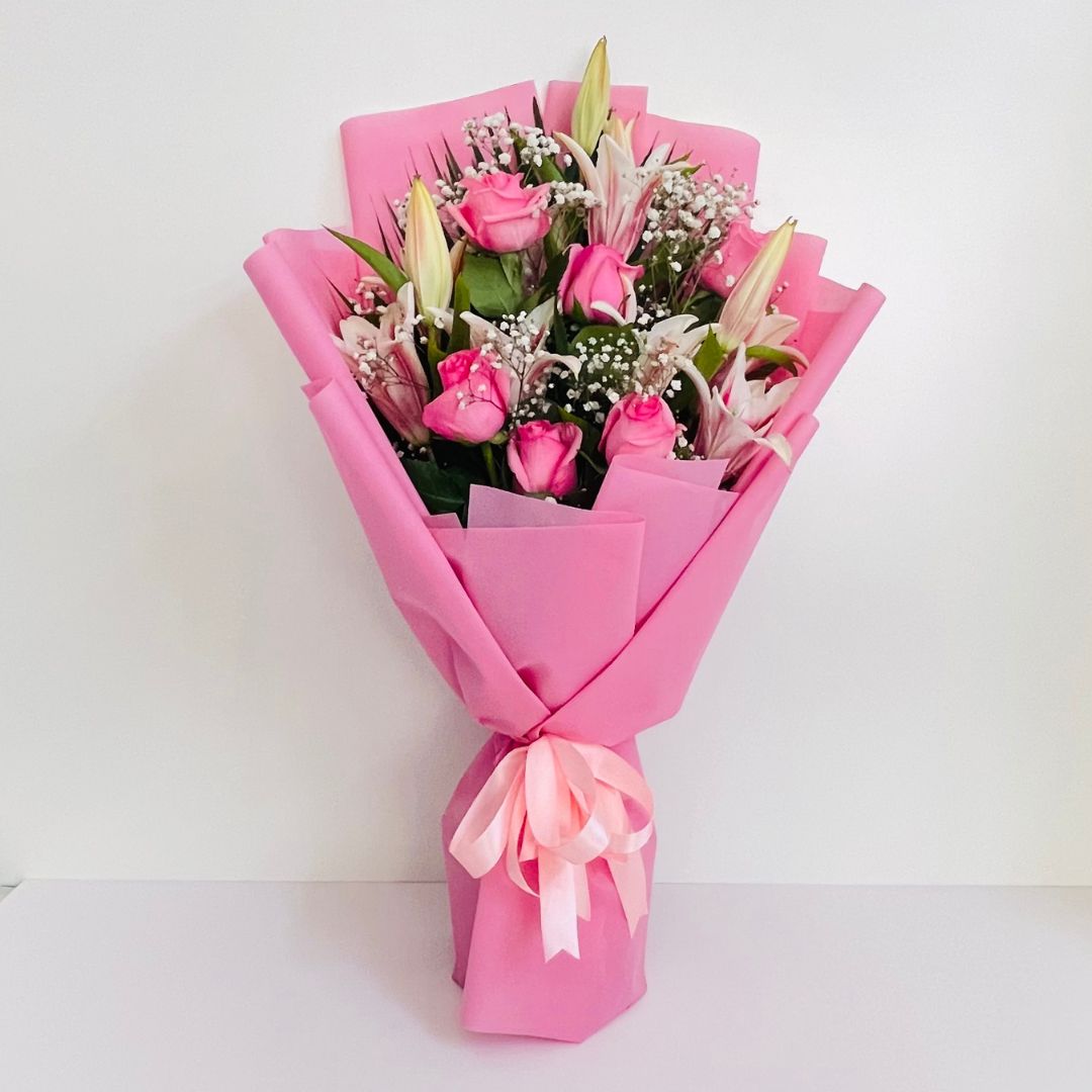 Pink Lilies Roses Bouquet Delivery in Sharjah