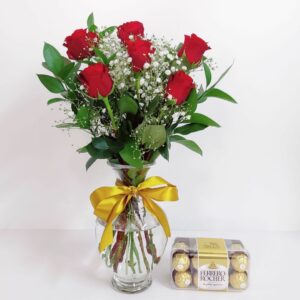 Special Treat – 6 Red Roses & Chocolates