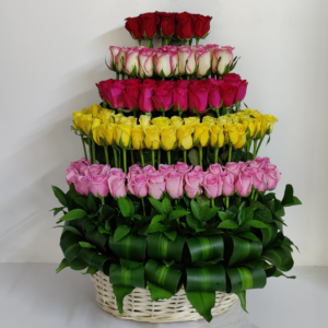 150 mixed Roses Basket