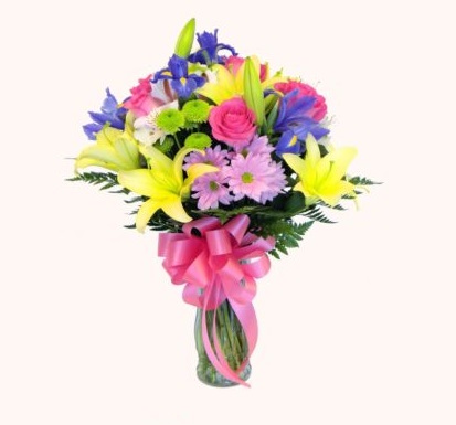 mixed flowers vase delivery in Dubai