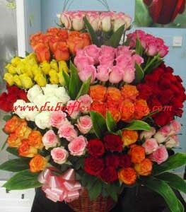 100 roses basket with free greetings card and shipment
