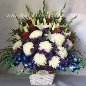 Floral Harmony of mixed flowers basket