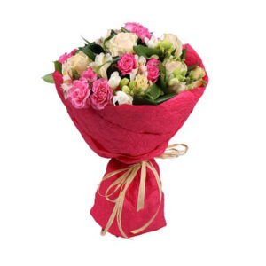 pink white flowers bouquet for free delivery