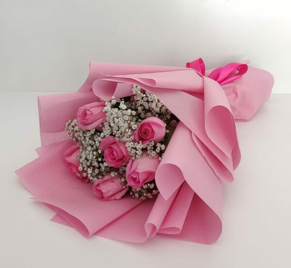 6 pink roses bouquet