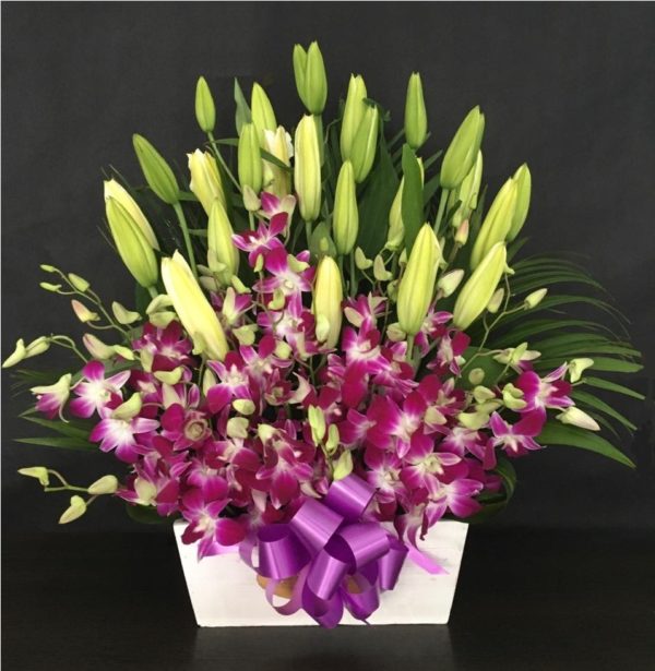 purple orchid lilies box