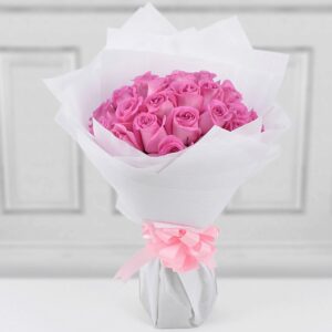 15 pink roses bouquet
