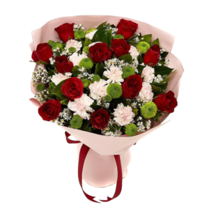 red white green bouquet