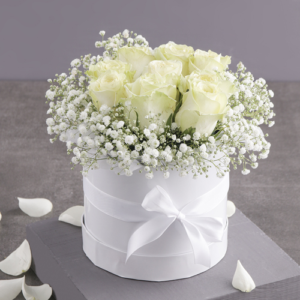 white roses box