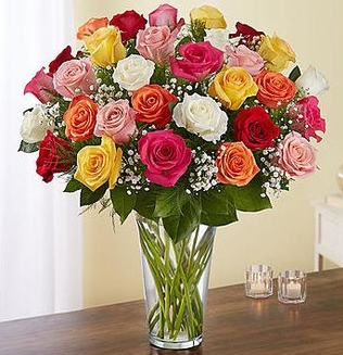 36 mix roses vase