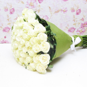 51 white roses bouquet