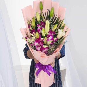 orchids and lilies bouquet