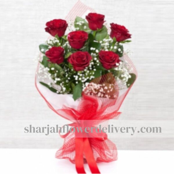 7 red roses bouquet