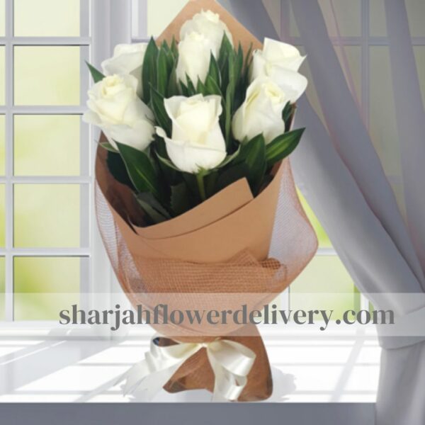 7 white roses bouquet (3)