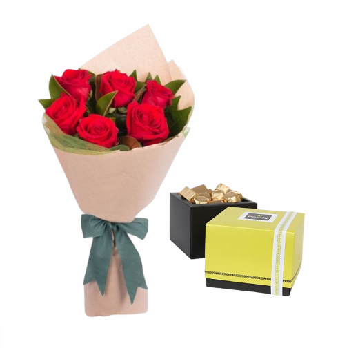 6 red rose and patchi chocolate