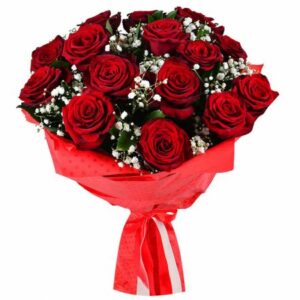 15 Red Roses with Hand Bouquet