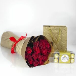 Bouquet of Red Roses and Ferrero Rocher Online Delivery