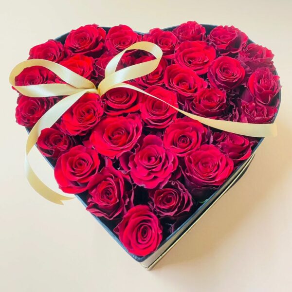 36 Red Roses Heart Box Arrangement