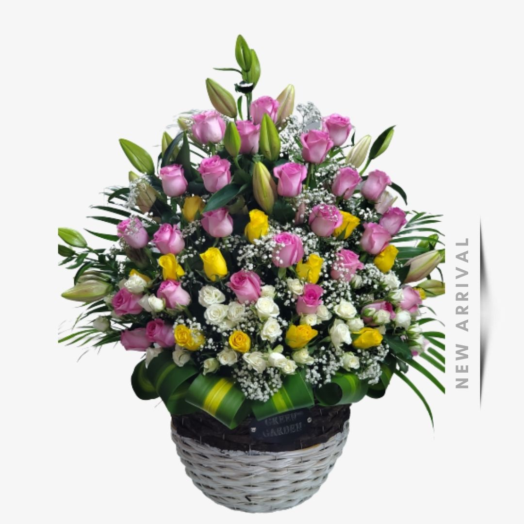 mix flowers big basket