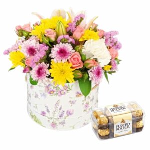 Mix Flowers in White Box