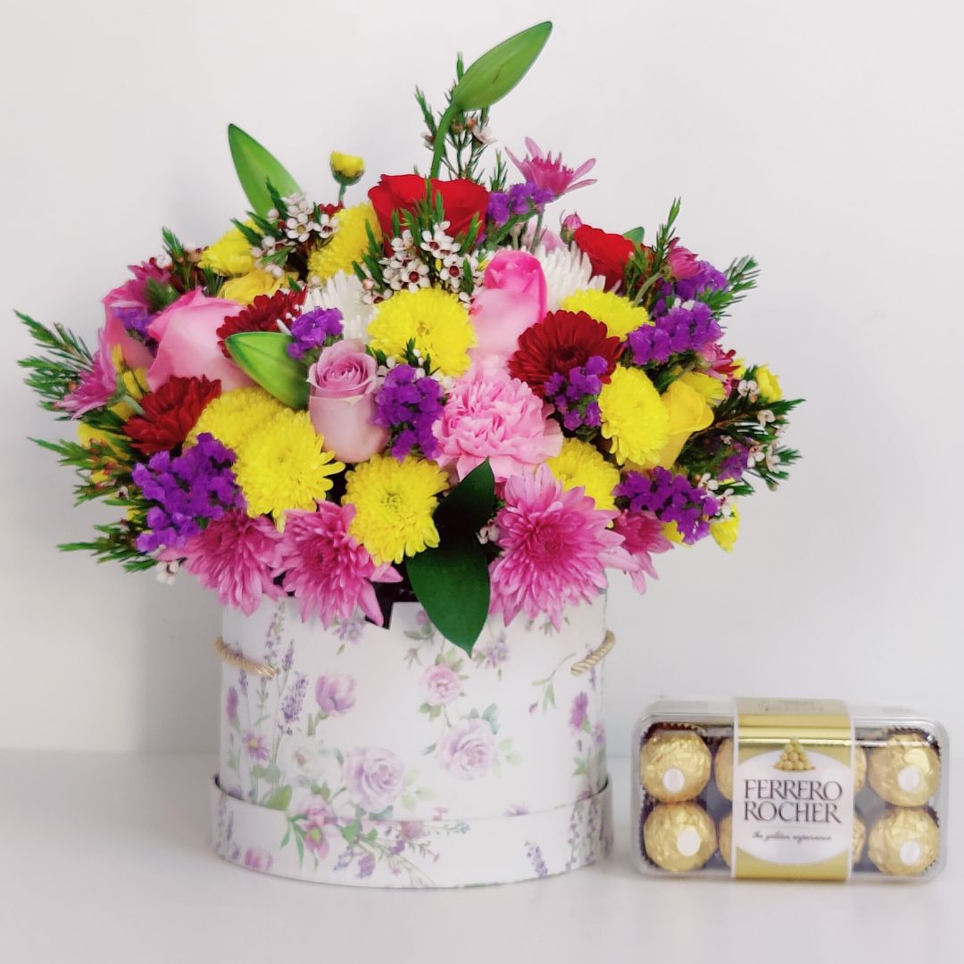 Mix Flowers in White Box