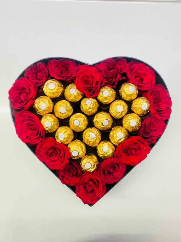 Roses and Chocolates Heart Shaped Box