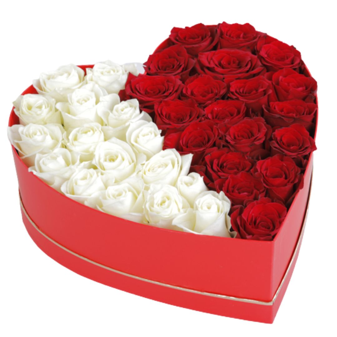 heart shaped roses box