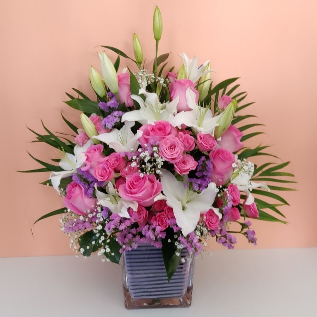 Flower Vase of Pink & White Flowers