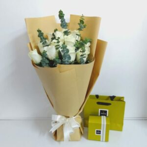 White Roses and Patchi Chocolates