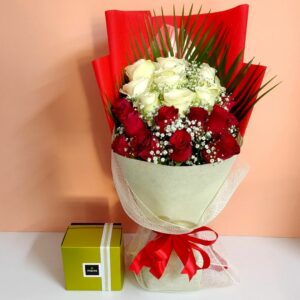 21 Red & White Roses Patchi Chocolate -250 gm