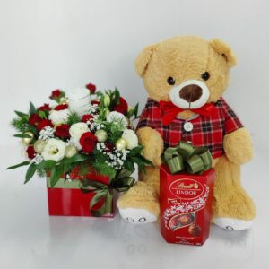 Christmas flower box teddy chocolates
